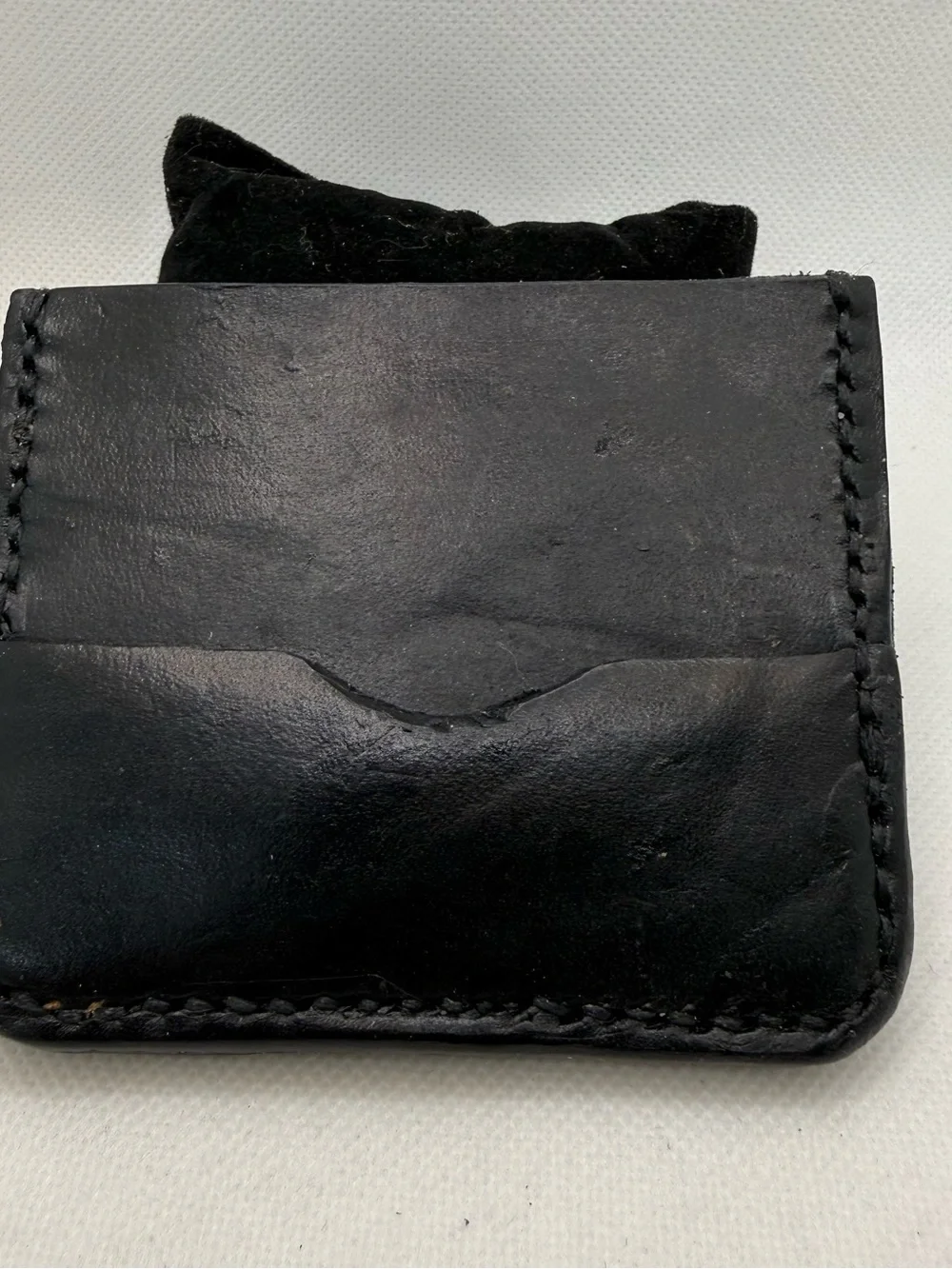 Hand Black Leather Card Holder